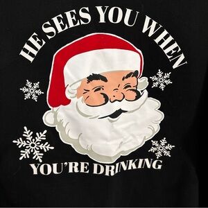 Terra & Sky Black Long Sleeve Graphic Print  Santa “He Sees You” Women’s 1X NWT